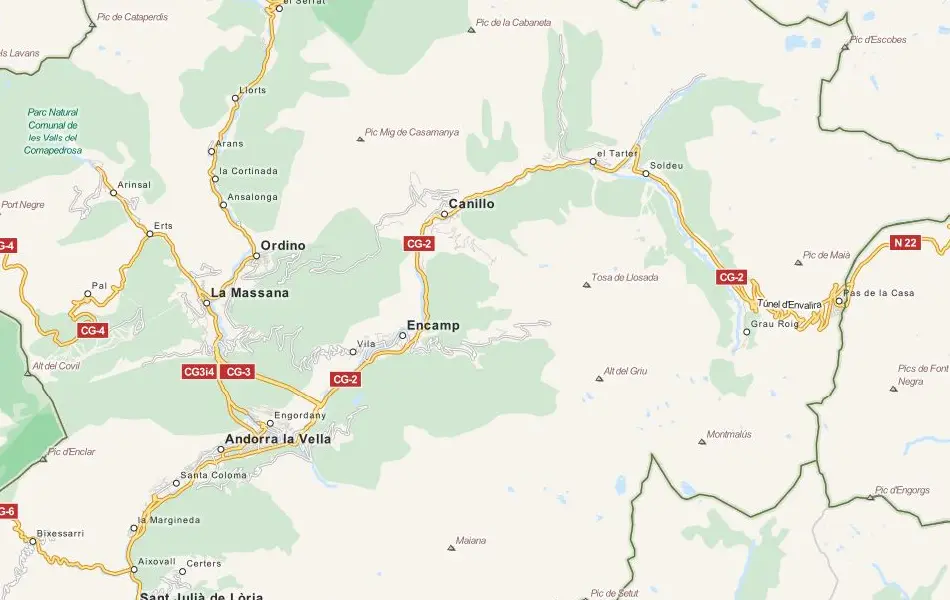 Map of Andorra in ExpertGPS GPS Mapping Software