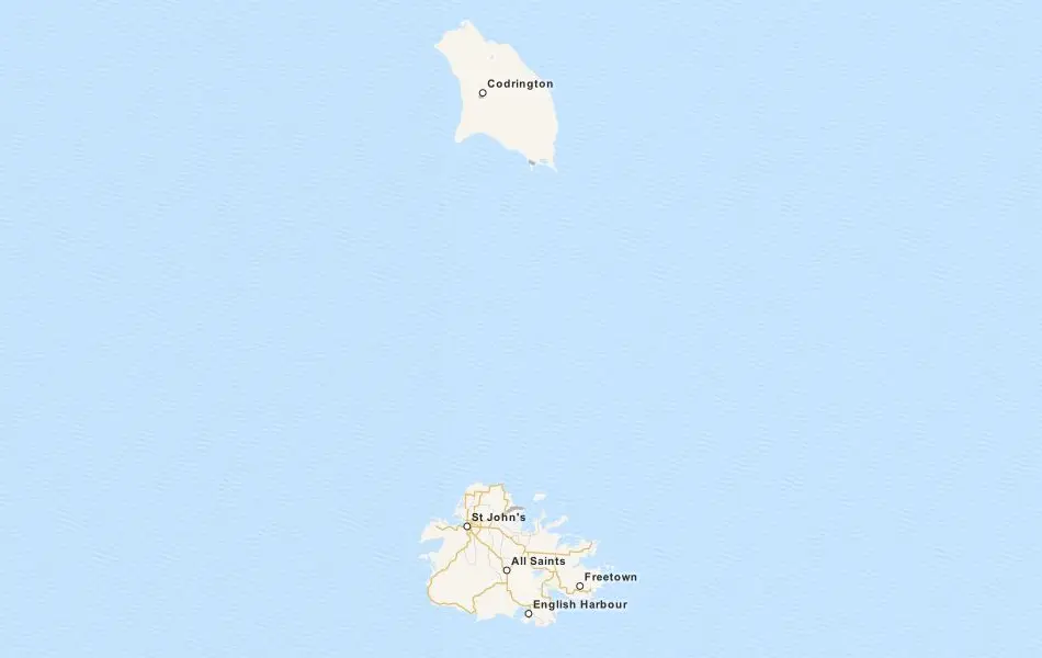 Map of Antigua and Barbuda in ExpertGPS GPS Mapping Software