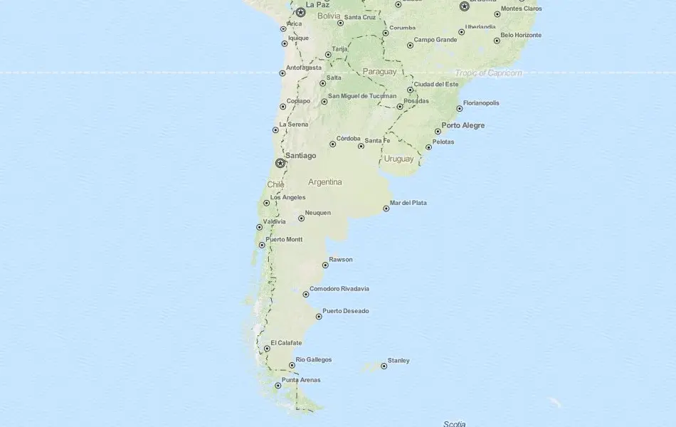 Map of Argentina in ExpertGPS GPS Mapping Software