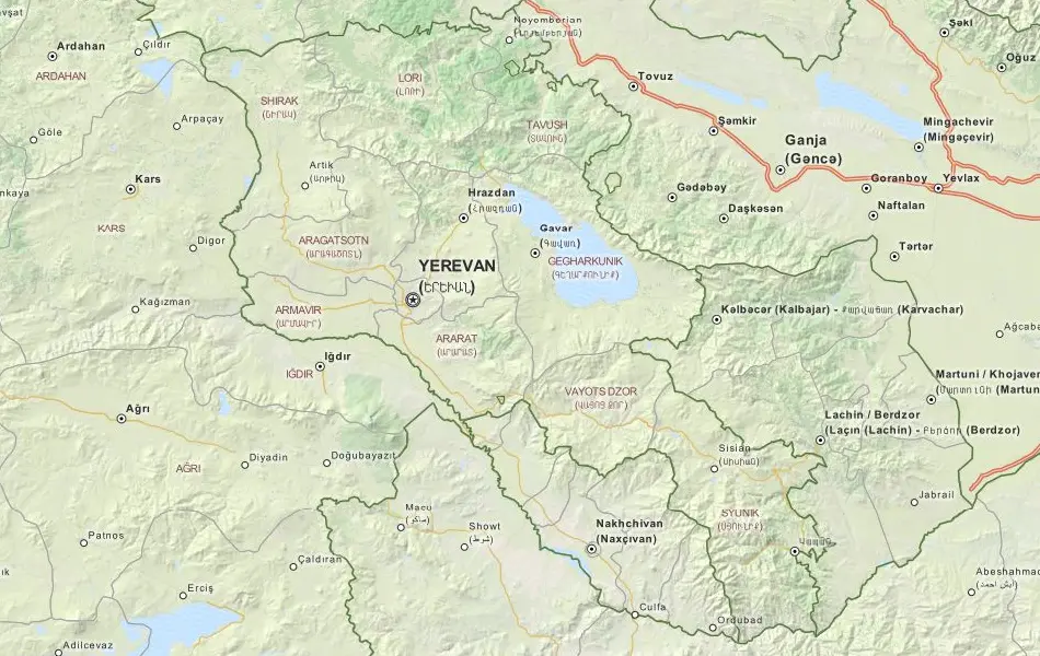 Map of Armenia in ExpertGPS GPS Mapping Software