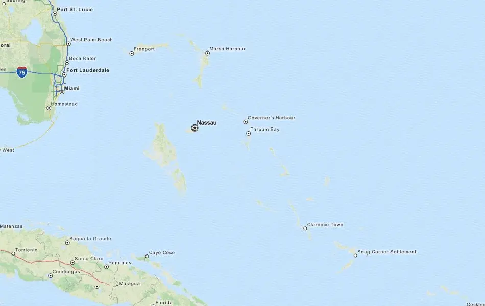 Map of Bahamas in ExpertGPS GPS Mapping Software