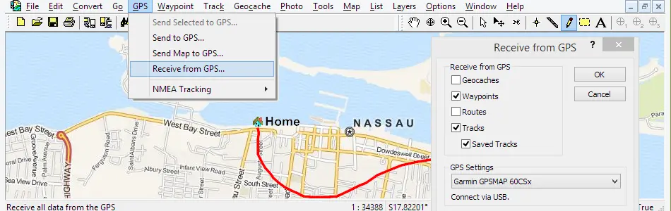 Map of Bahamas in ExpertGPS GPS Mapping Software