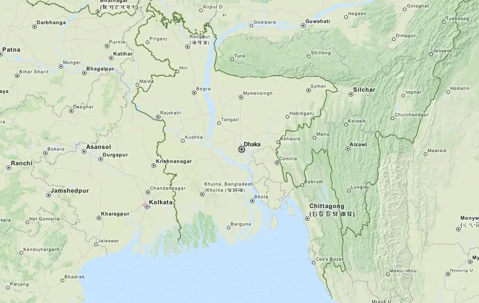 Map of Bangladesh in ExpertGPS GPS Mapping Software