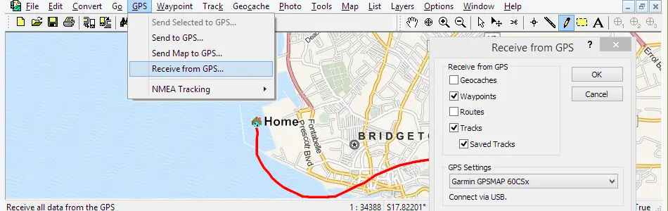 Map of Barbados in ExpertGPS GPS Mapping Software