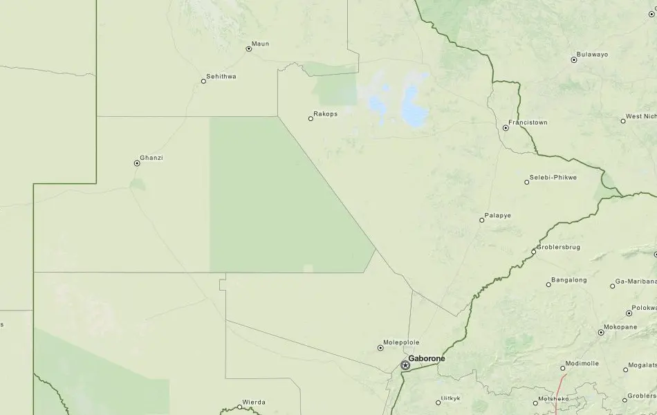 Map of Botswana in ExpertGPS GPS Mapping Software