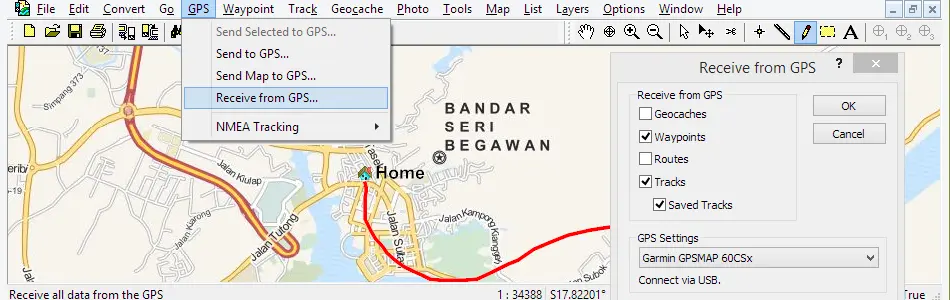 Map of Brunei in ExpertGPS GPS Mapping Software