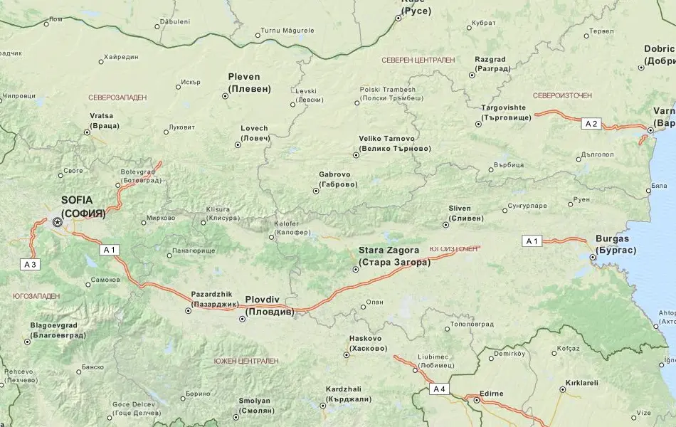 Map of Bulgaria in ExpertGPS GPS Mapping Software