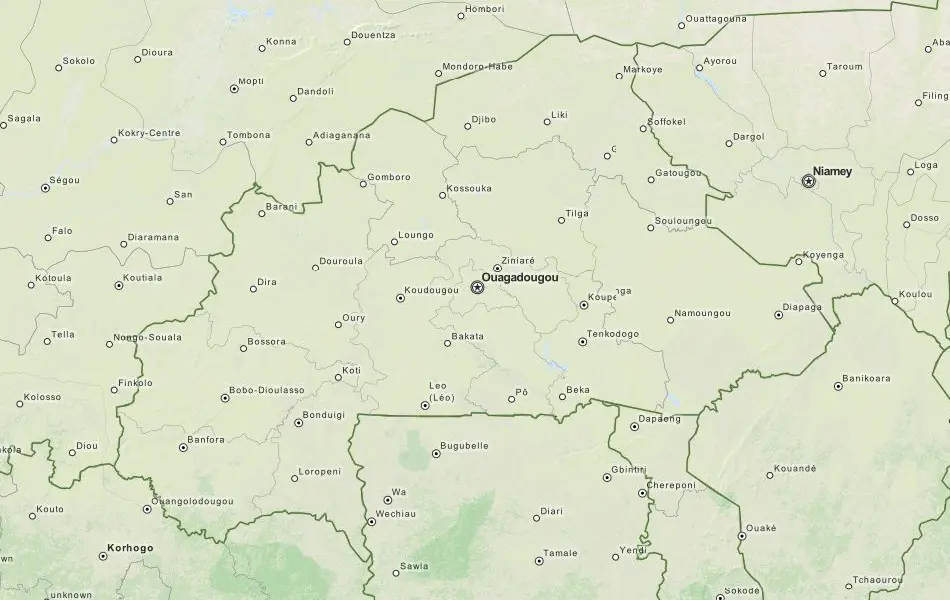 Map of Burkina Faso in ExpertGPS GPS Mapping Software