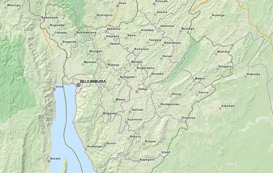 Map of Burundi in ExpertGPS GPS Mapping Software