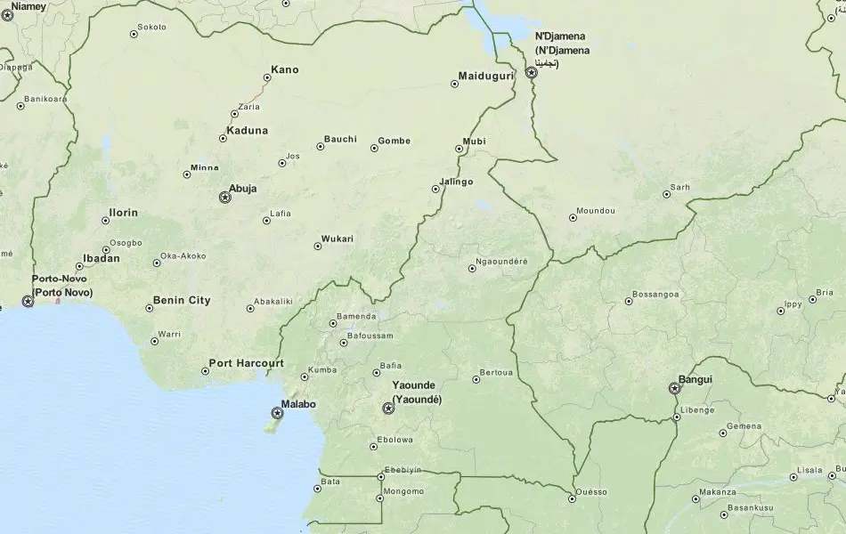 Map of Cameroon in ExpertGPS GPS Mapping Software