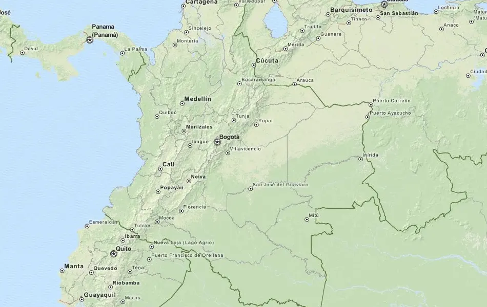 Map of Colombia in ExpertGPS GPS Mapping Software