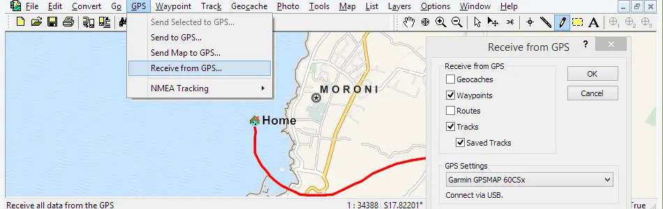 Map of Comoros in ExpertGPS GPS Mapping Software