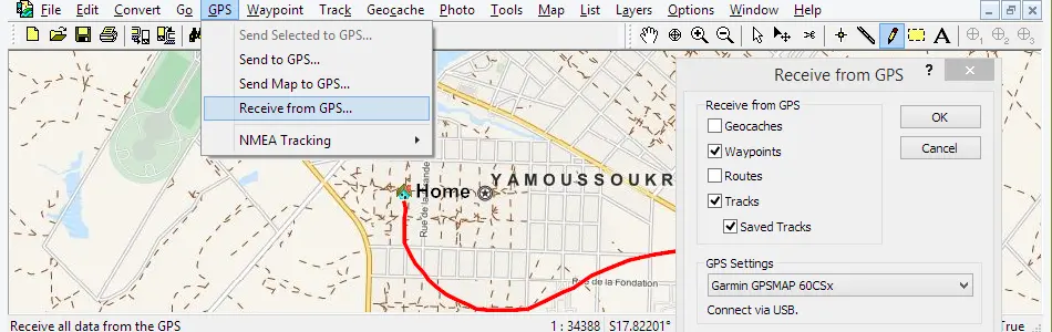 Map of Cote d'Ivoire in ExpertGPS GPS Mapping Software