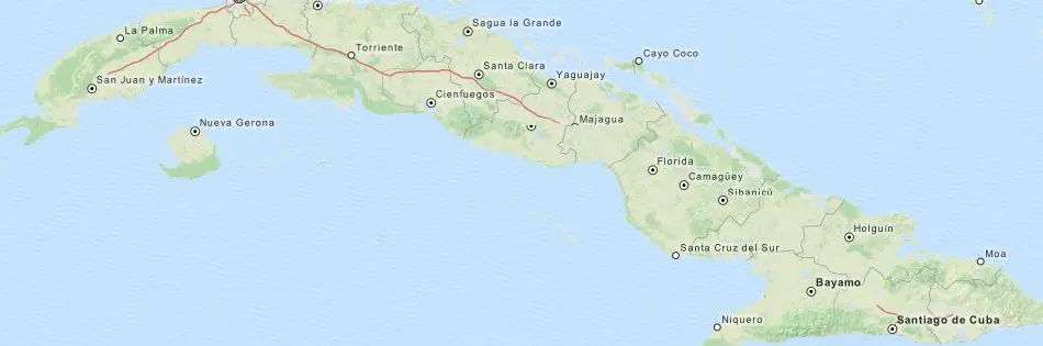 Map of Cuba in ExpertGPS GPS Mapping Software