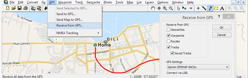 Map of East Timor in ExpertGPS GPS Mapping Software