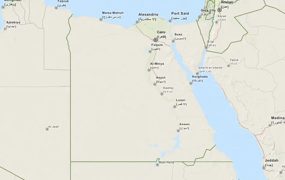 Map of Egypt in ExpertGPS GPS Mapping Software