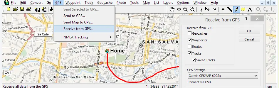 Map of El Salvador in ExpertGPS GPS Mapping Software