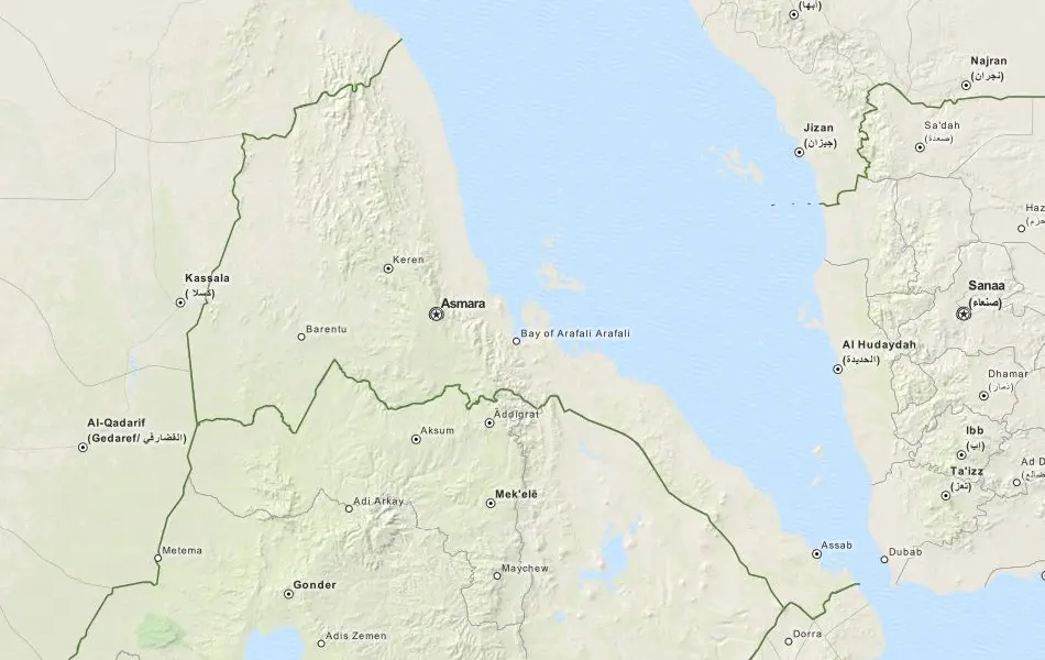 Map of Eritrea in ExpertGPS GPS Mapping Software