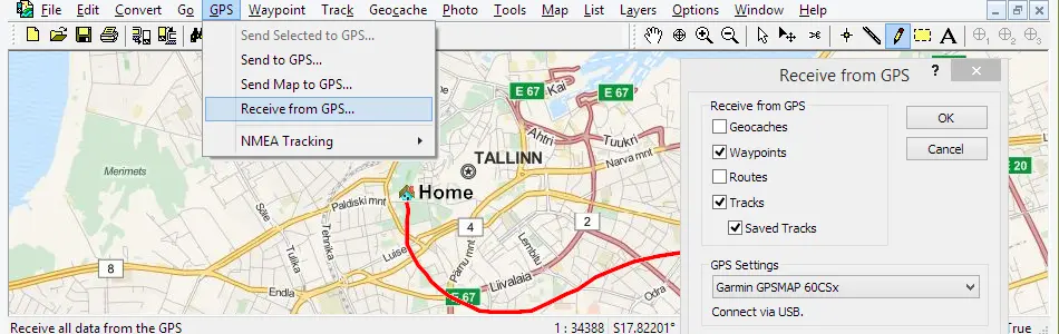 Map of Estonia in ExpertGPS GPS Mapping Software