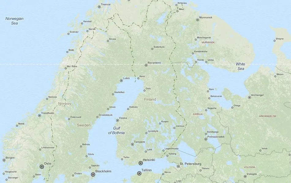 Map of Finland in ExpertGPS GPS Mapping Software