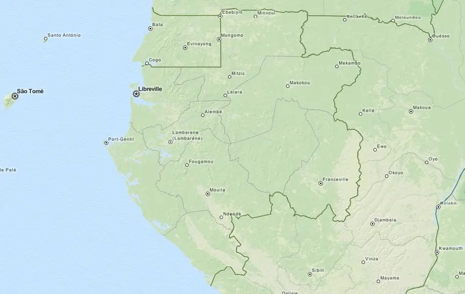 Map of Gabon in ExpertGPS GPS Mapping Software