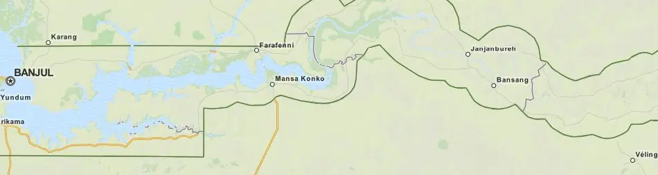 Map of Gambia in ExpertGPS GPS Mapping Software