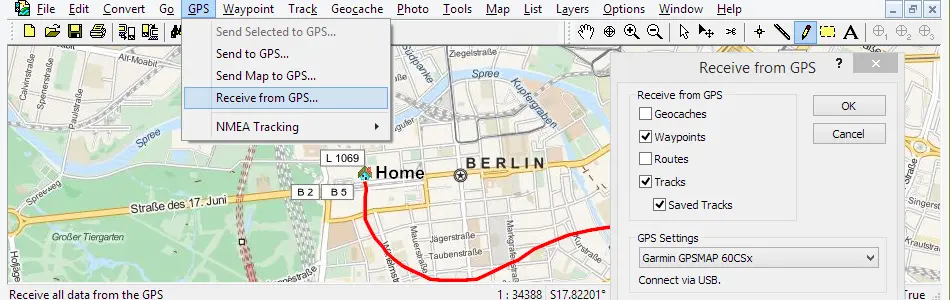 Map of Germany in ExpertGPS GPS Mapping Software