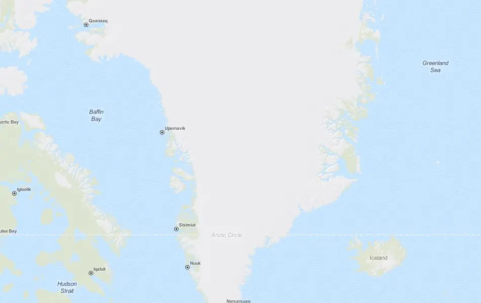 Map of Greenland in ExpertGPS GPS Mapping Software