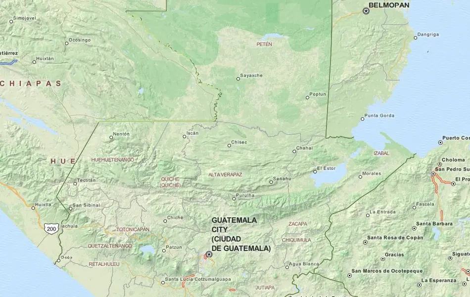 Map of Guatemala in ExpertGPS GPS Mapping Software