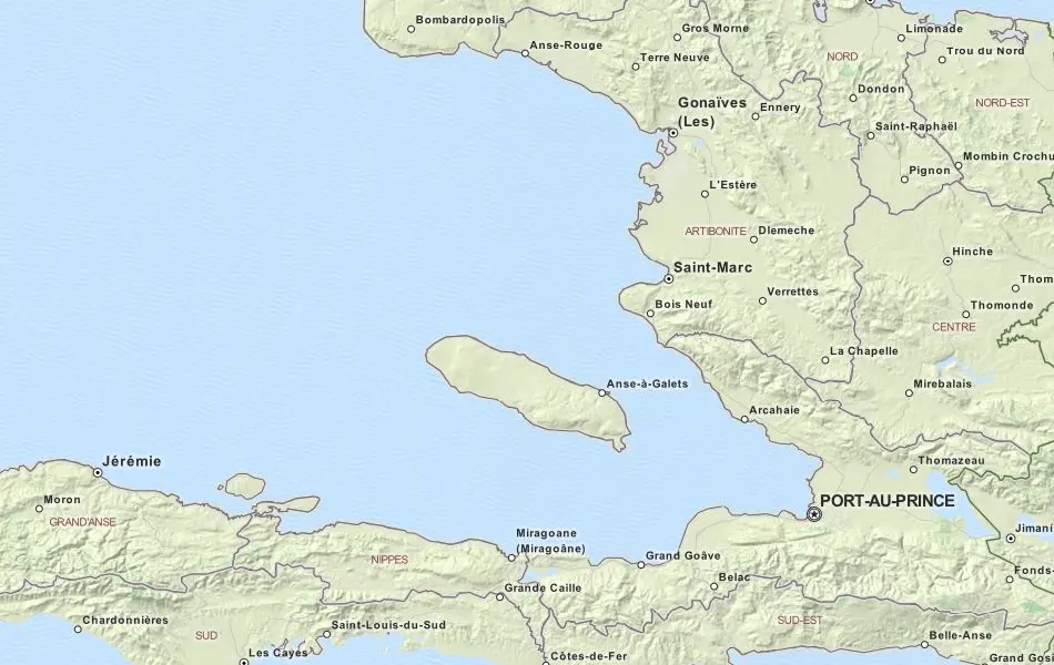 Map of Haiti in ExpertGPS GPS Mapping Software