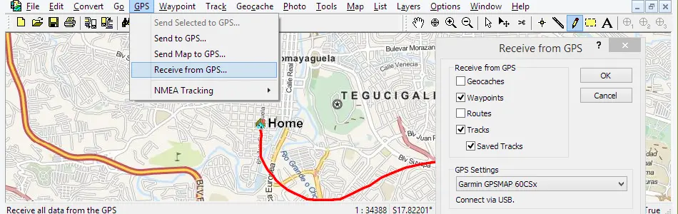 Map of Honduras in ExpertGPS GPS Mapping Software