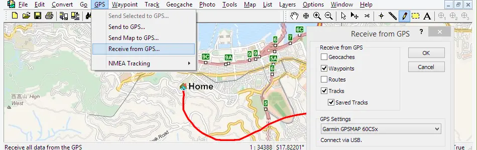 Map of Hong Kong in ExpertGPS GPS Mapping Software