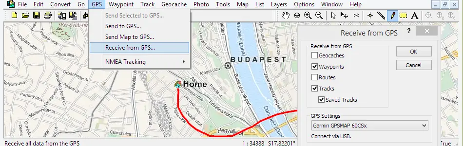 Map of Hungary in ExpertGPS GPS Mapping Software