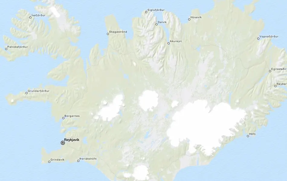 Map of Iceland in ExpertGPS GPS Mapping Software