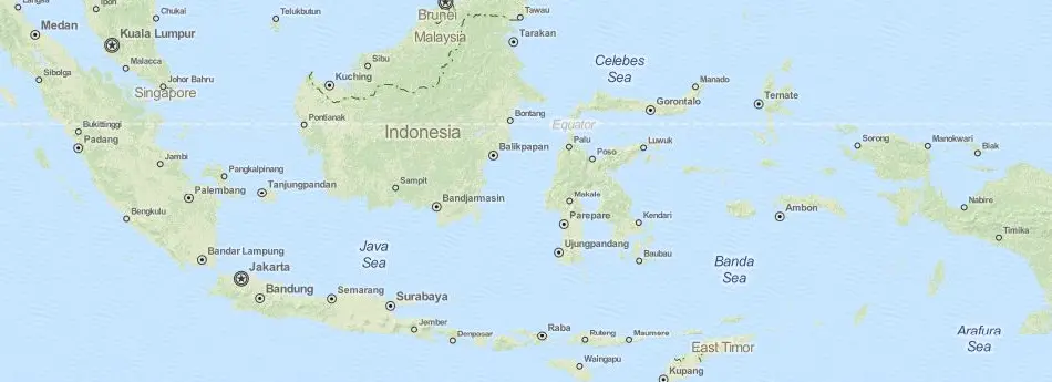 Map of Indonesia in ExpertGPS GPS Mapping Software