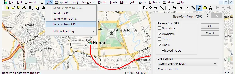 Map of Indonesia in ExpertGPS GPS Mapping Software