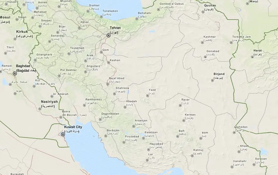 Map of Iran in ExpertGPS GPS Mapping Software