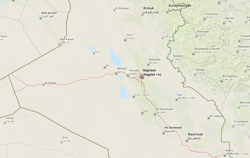 Map of Iraq in ExpertGPS GPS Mapping Software