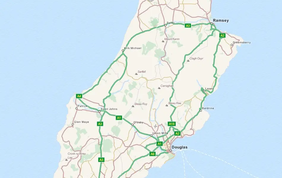 Map of Isle of Man in ExpertGPS GPS Mapping Software