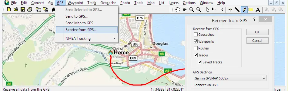 Map of Isle of Man in ExpertGPS GPS Mapping Software