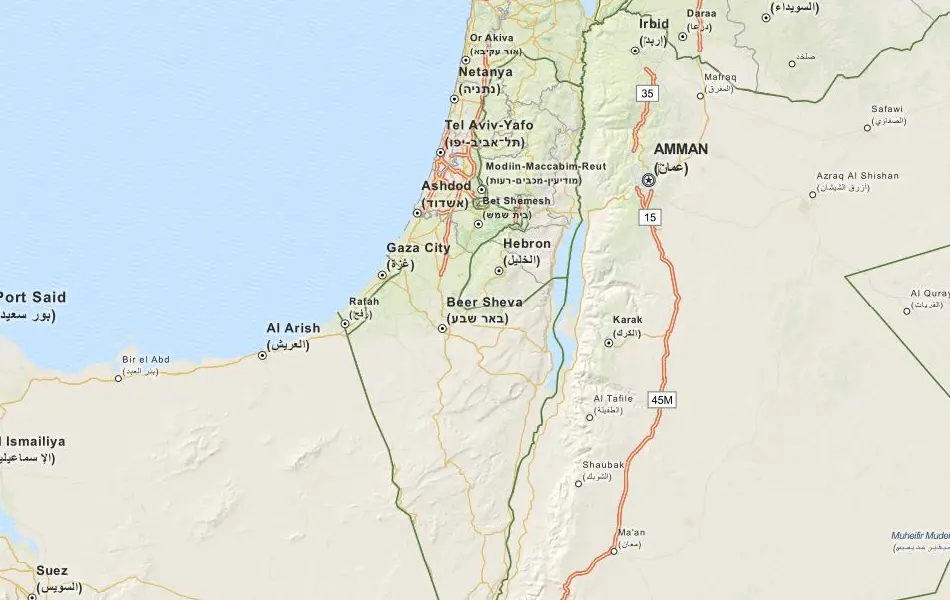 Map of Israel in ExpertGPS GPS Mapping Software