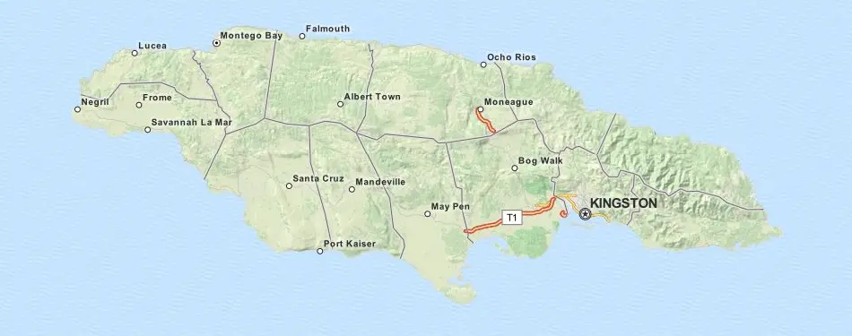 Map of Jamaica in ExpertGPS GPS Mapping Software