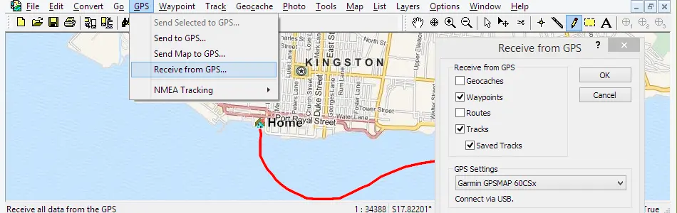 Map of Jamaica in ExpertGPS GPS Mapping Software