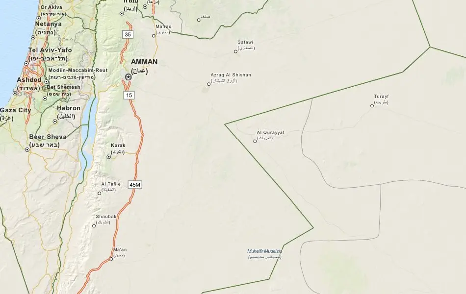 Map of Jordan in ExpertGPS GPS Mapping Software