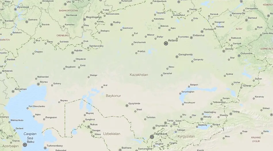 Map of Kazakhstan in ExpertGPS GPS Mapping Software