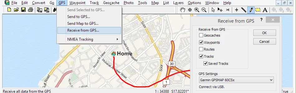 Map of Kuwait in ExpertGPS GPS Mapping Software