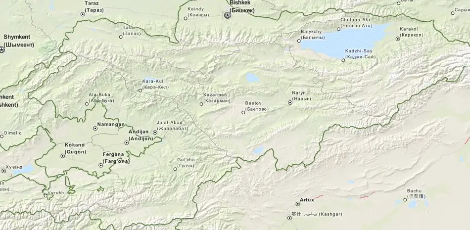 Map of Kyrgyzstan in ExpertGPS GPS Mapping Software