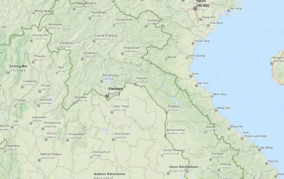 Map of Laos in ExpertGPS GPS Mapping Software
