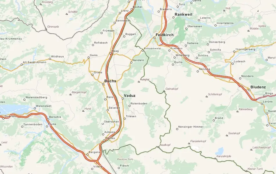 Map of Liechtenstein in ExpertGPS GPS Mapping Software