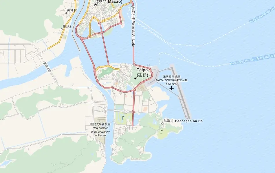 Map of Macau in ExpertGPS GPS Mapping Software